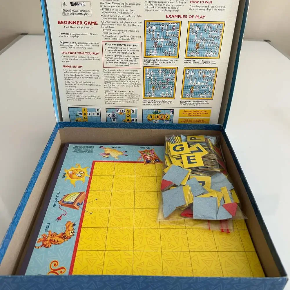 Vintage 1999 Scrabble Junior 2-Sided Board Game Milton Bradley Hasbro